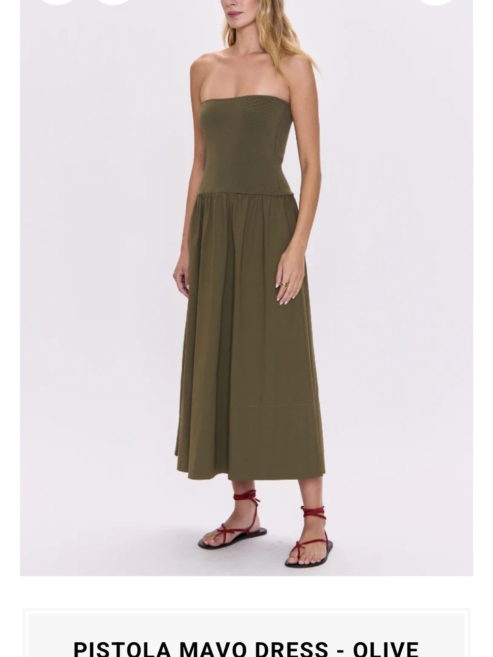 pistola olive green knit strapless dress with pockets